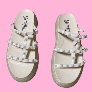 Slip on stud sandals